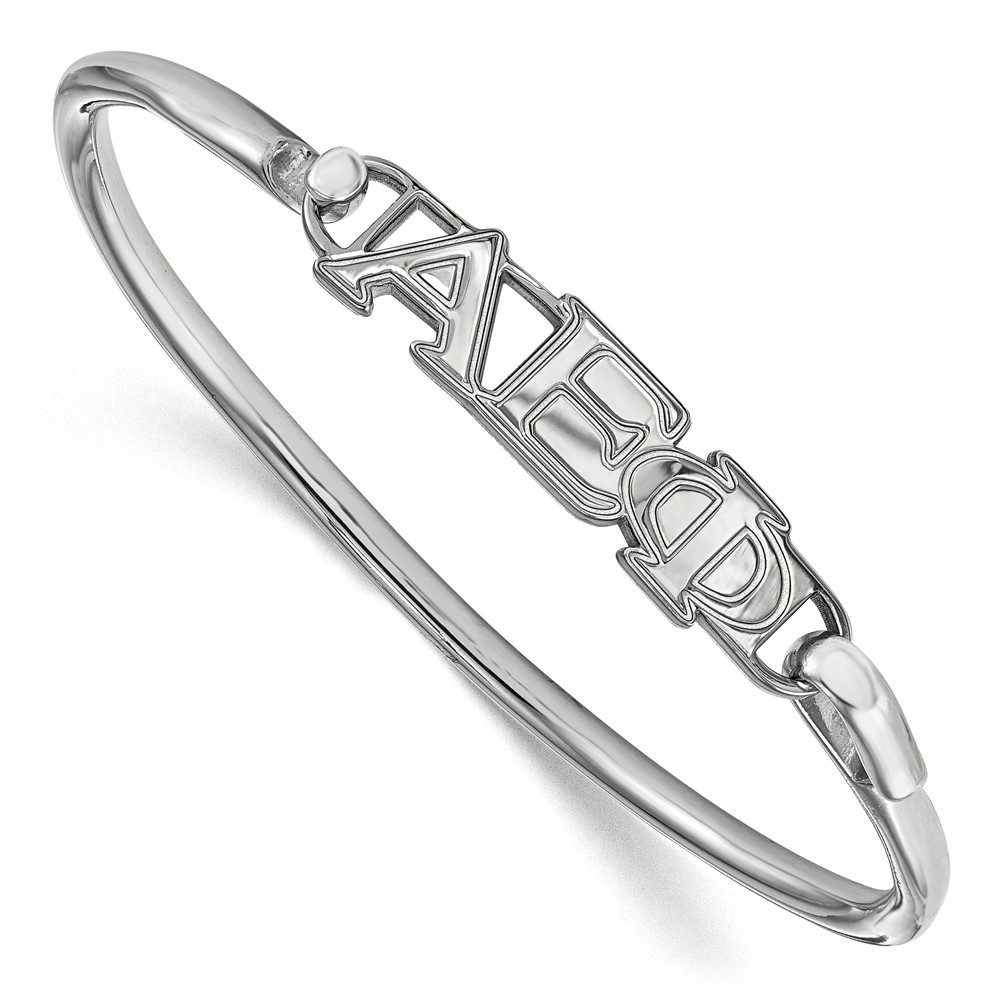 Sterling S. Rh-p LogoArt Alpha Epsilon Phi Small Hook and Clasp Bangle