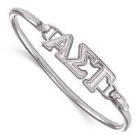 Sterling S. Rh-plated LogoArt Alpha Sigma Tau Small Hook and Clasp Bangle view 1