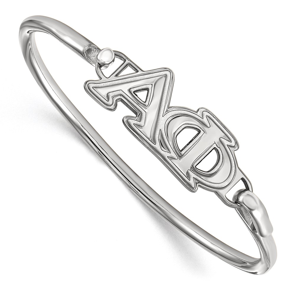 Sterling Silver Rh-plated LogoArt Alpha Phi Small Hook and Clasp Bangle