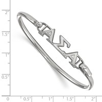 Sterling S. Rh-p LogoArt Alpha Sigma Alpha Small Hook and Clasp Bangle view 2
