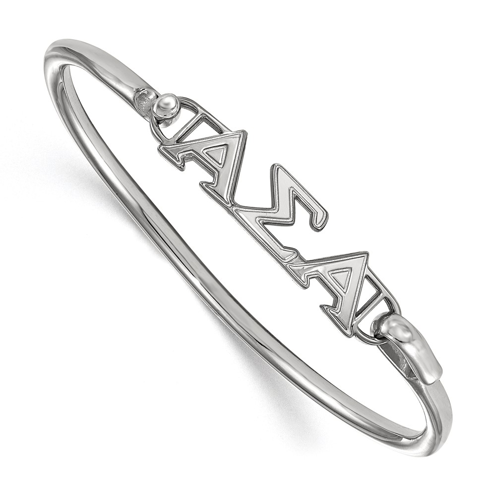 Sterling S. Rh-p LogoArt Alpha Sigma Alpha Small Hook and Clasp Bangle