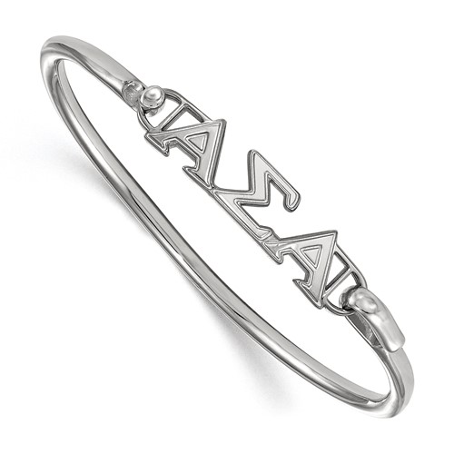 Sterling S. Rh-p LogoArt Alpha Sigma Alpha Small Hook and Clasp Bangle