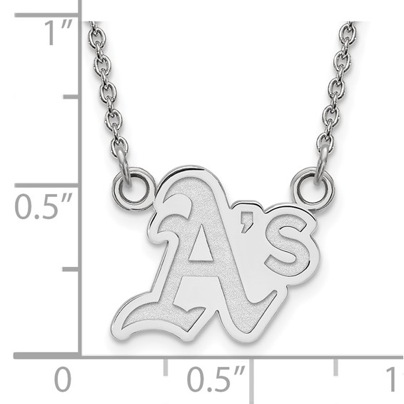 Sterling Silver Rhodium Plated Major League Baseball LogoArt Oakland Athletics Pendant Necklace