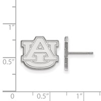 Sterling Silver Rhodium-plated LogoArt Auburn University A-u Small Post Earrings view 2