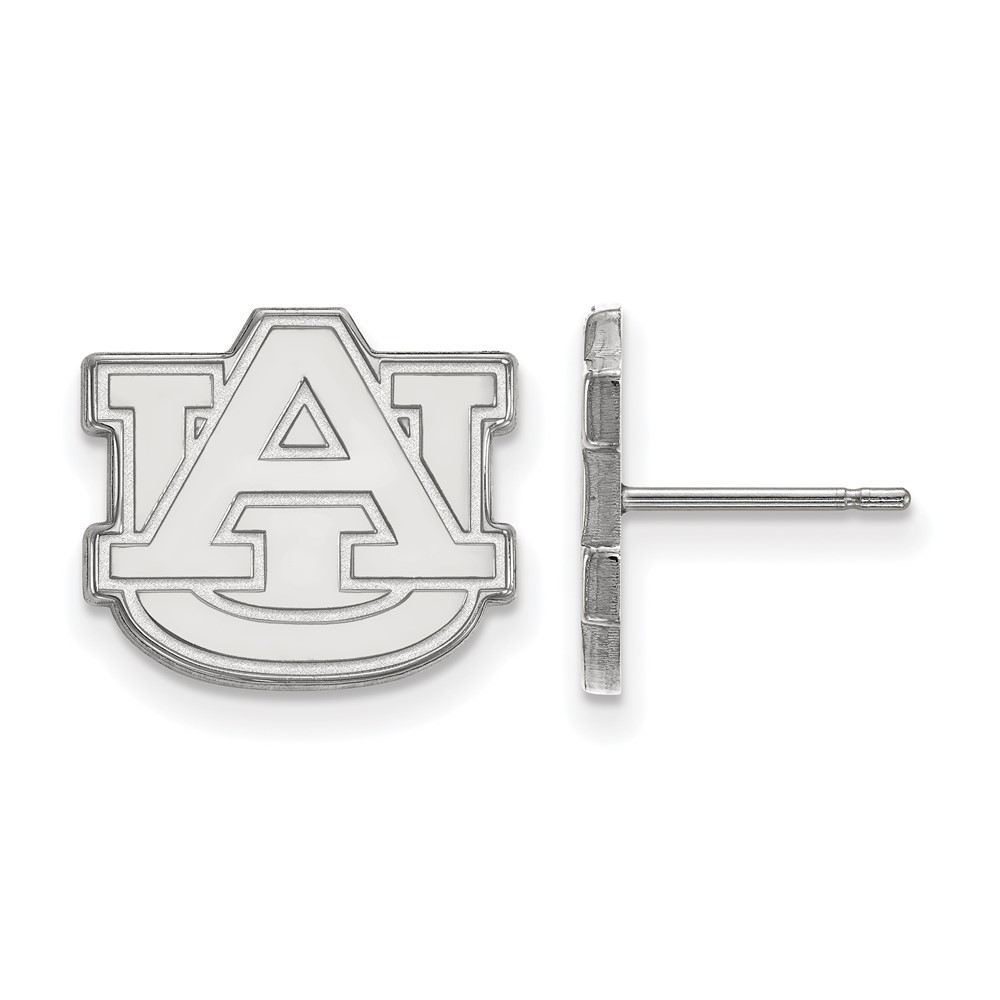 Sterling Silver Rhodium-plated LogoArt Auburn University A-u Small Post Earrings