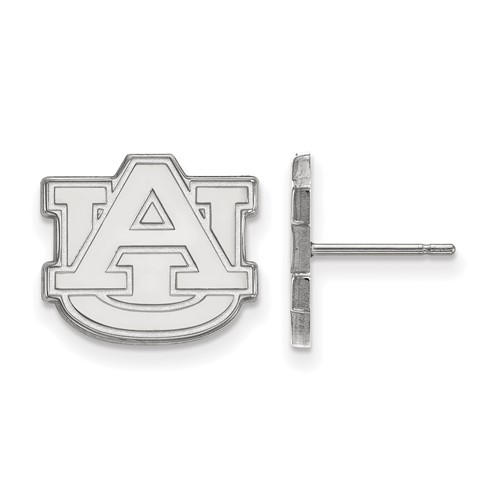 Sterling Silver Rhodium-plated LogoArt Auburn University A-u Small Post Earrings