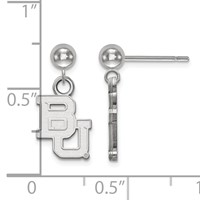 Sterling Silver Rhodium-plated LogoArt Baylor University Bears Dangle Ball Post Earrings view 2