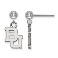 Sterling Silver Rhodium-plated LogoArt Baylor University Bears Dangle Ball Post Earrings view 1