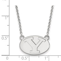 Sterling Silver Rhodium-plated LogoArt Brigham Young University Letter Y Small Pendant Necklace, 18" view 2