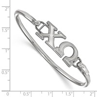 Sterling Silver Rh-plated LogoArt Chi Omega Hook and Clasp Bangle view 2