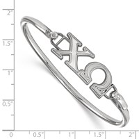 Sterling Silver Rh-plated LogoArt Chi Omega Hook and Clasp Bangle view 3