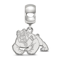 Sterling Silver Rhodium-plated LogoArt California State University Fresno Bulldog Small Dangle Bead Charm view 2