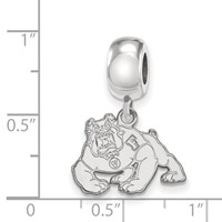 Sterling Silver Rhodium-plated LogoArt California State University Fresno Bulldog Small Dangle Bead Charm view 3