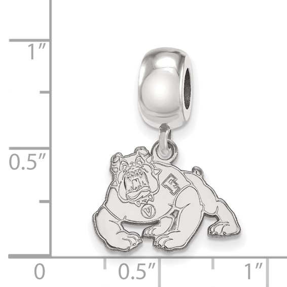 Sterling Silver Rhodium-plated LogoArt California State University Fresno Bulldog Small Dangle Bead Charm