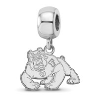 Sterling Silver Rhodium-plated LogoArt California State University Fresno Bulldog Small Dangle Bead Charm view 1