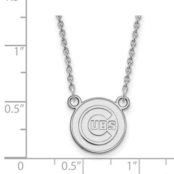 10k White Gold Major League Baseball LogoArt Chicago Cubs Small Pendant Necklace