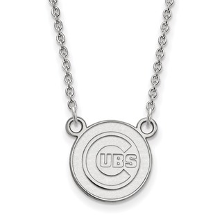 10k White Gold Major League Baseball LogoArt Chicago Cubs Small Pendant Necklace