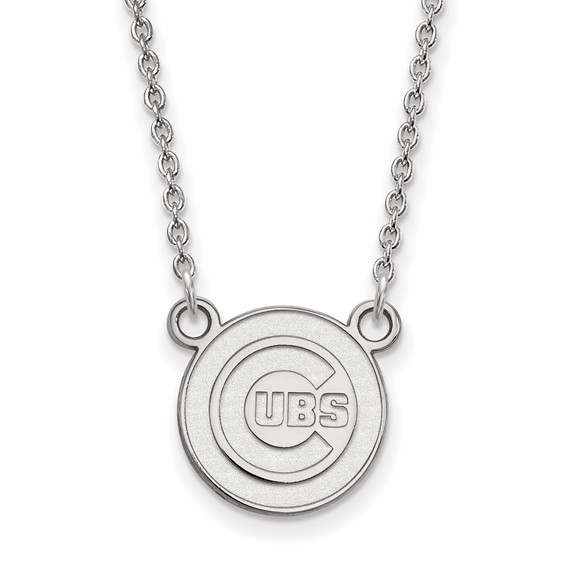 10k White Gold Major League Baseball LogoArt Chicago Cubs Small Pendant Necklace