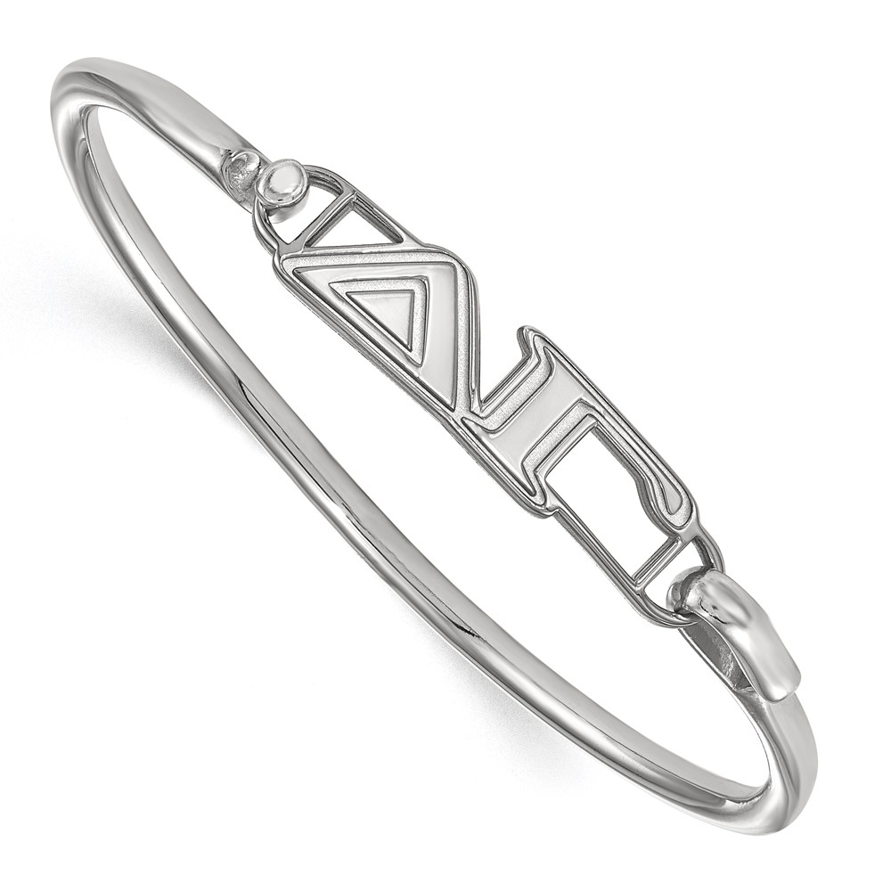 Sterling Silver Rh-plated LogoArt Delta Gamma Large Hook and Clasp Bangle