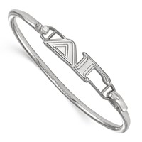 Sterling Silver Rh-plated LogoArt Delta Gamma Large Hook and Clasp Bangle view 1