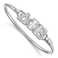 Sterling S. Rh-p LogoArt Delta Phi Epsilon Large Hook and Clasp Bangle view 1