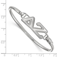 Sterling Silver Rh-plated LogoArt Delta Zeta Small Hook and Clasp Bangle view 3