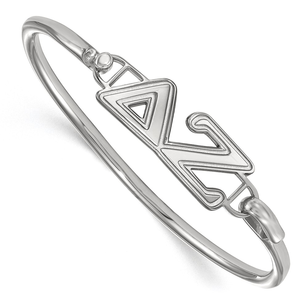 Sterling Silver Rh-plated LogoArt Delta Zeta Small Hook and Clasp Bangle