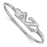 Sterling Silver Rh-plated LogoArt Delta Zeta Small Hook and Clasp Bangle view 1
