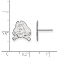 Sterling Silver Rhodium-plated LogoArt East Carolina University Pirate Small Post Earrings view 2