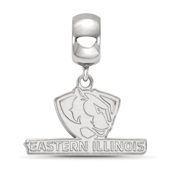 Sterling Silver Rhodium-plated LogoArt Eastern Illinois University Small Dangle Bead Charm