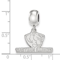 Sterling Silver Rhodium-plated LogoArt Eastern Illinois University Small Dangle Bead Charm view 3