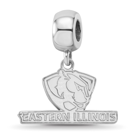 Sterling Silver Rhodium-plated LogoArt Eastern Illinois University Small Dangle Bead Charm