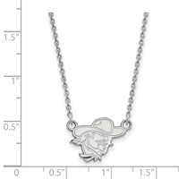 Sterling Silver Rhodium-plated LogoArt Eastern Kentucky University E-k-u Small Pendant 18 Inch Necklace view 2