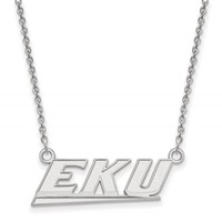 Sterling Silver Rhodium-plated LogoArt Eastern Kentucky University E-k-u Small Pendant 18 Inch Necklace view 1