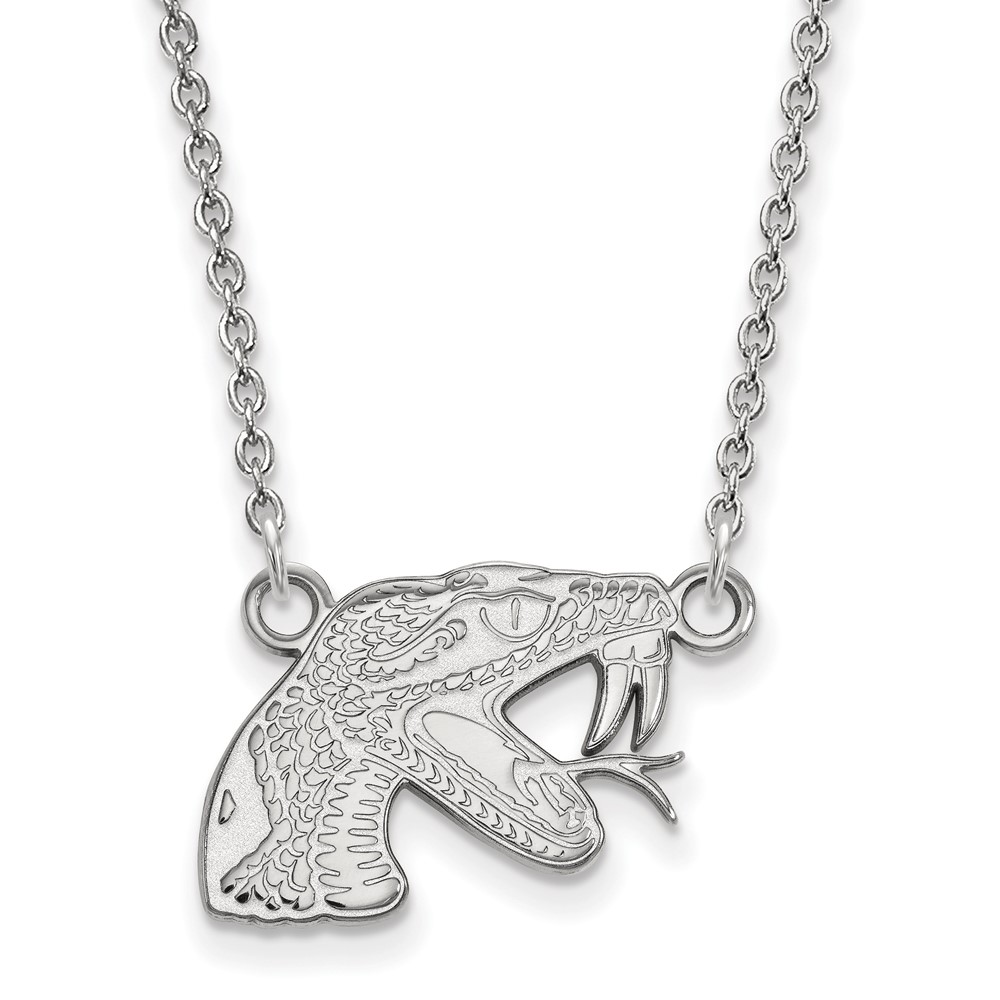 Sterling Silver Rhodium-plated LogoArt Florida a and M University Rattler Small Pendant Necklace, 18"