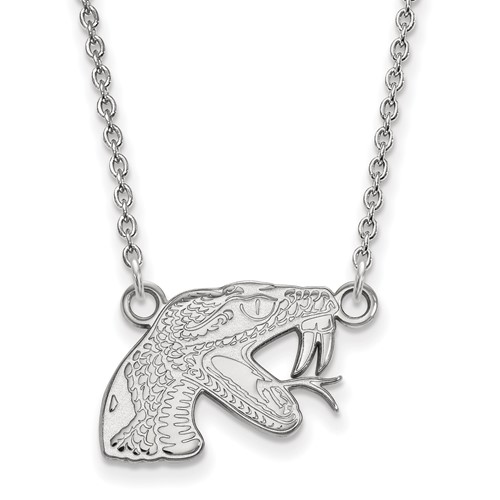 Sterling Silver Rhodium-plated LogoArt Florida a and M University Rattler Small Pendant Necklace, 18"