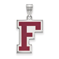 Sterling Silver Rhodium-plated LogoArt Fordham University Letter F Large Enameled Pendant view 1