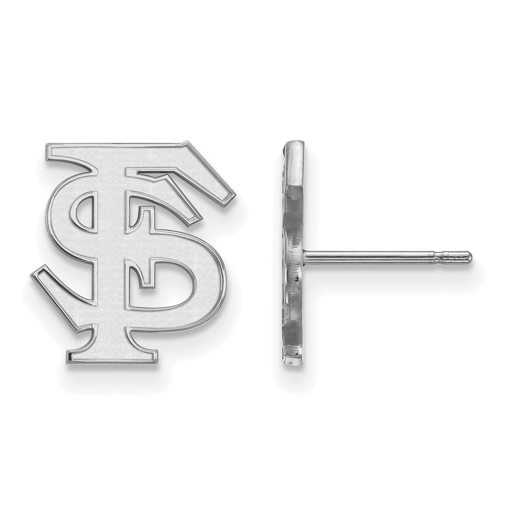 Sterling Silver Rhodium-plated LogoArt Florida State University F-s Small Post Earrings
