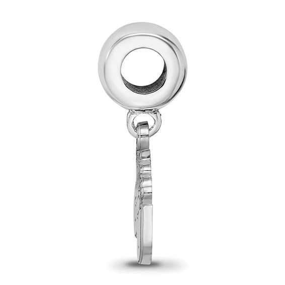 Sterling Silver Rhodium-plated LogoArt Gonzaga University G-U Bulldog Small Dangle Bead Charm