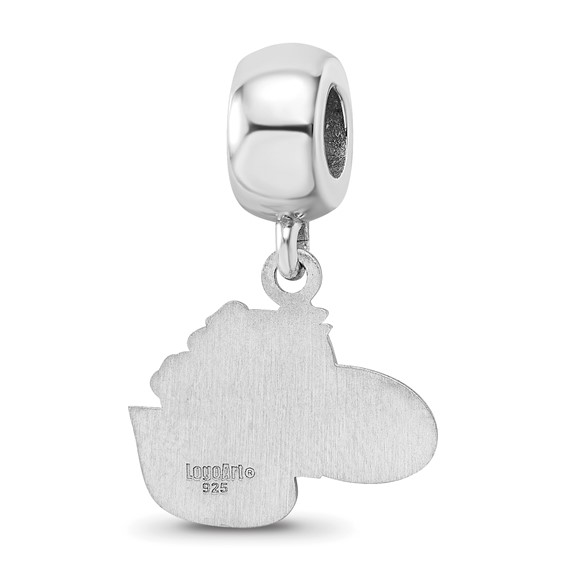 Sterling Silver Rhodium-plated LogoArt Gonzaga University G-U Bulldog Small Dangle Bead Charm