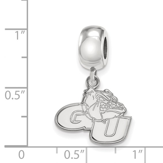 Sterling Silver Rhodium-plated LogoArt Gonzaga University G-U Bulldog Small Dangle Bead Charm