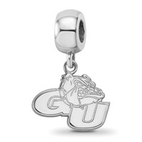 Sterling Silver Rhodium-plated LogoArt Gonzaga University G-u Bulldog Small Dangle Bead Charm view 1