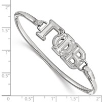 Sterling S. Rh-plated LogoArt Gamma Phi Beta Large Hook and Clasp Bangle view 3