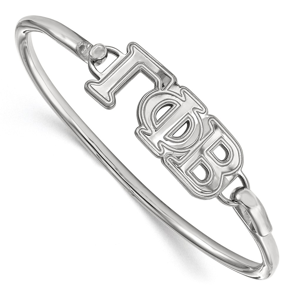 Sterling S. Rh-plated LogoArt Gamma Phi Beta Large Hook and Clasp Bangle
