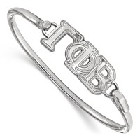 Sterling S. Rh-plated LogoArt Gamma Phi Beta Large Hook and Clasp Bangle view 1