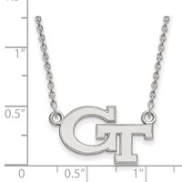 Sterling Silver Rhodium-plated LogoArt Georgia Institute of Technology G-t Small Pendant Necklace, 18" view 2