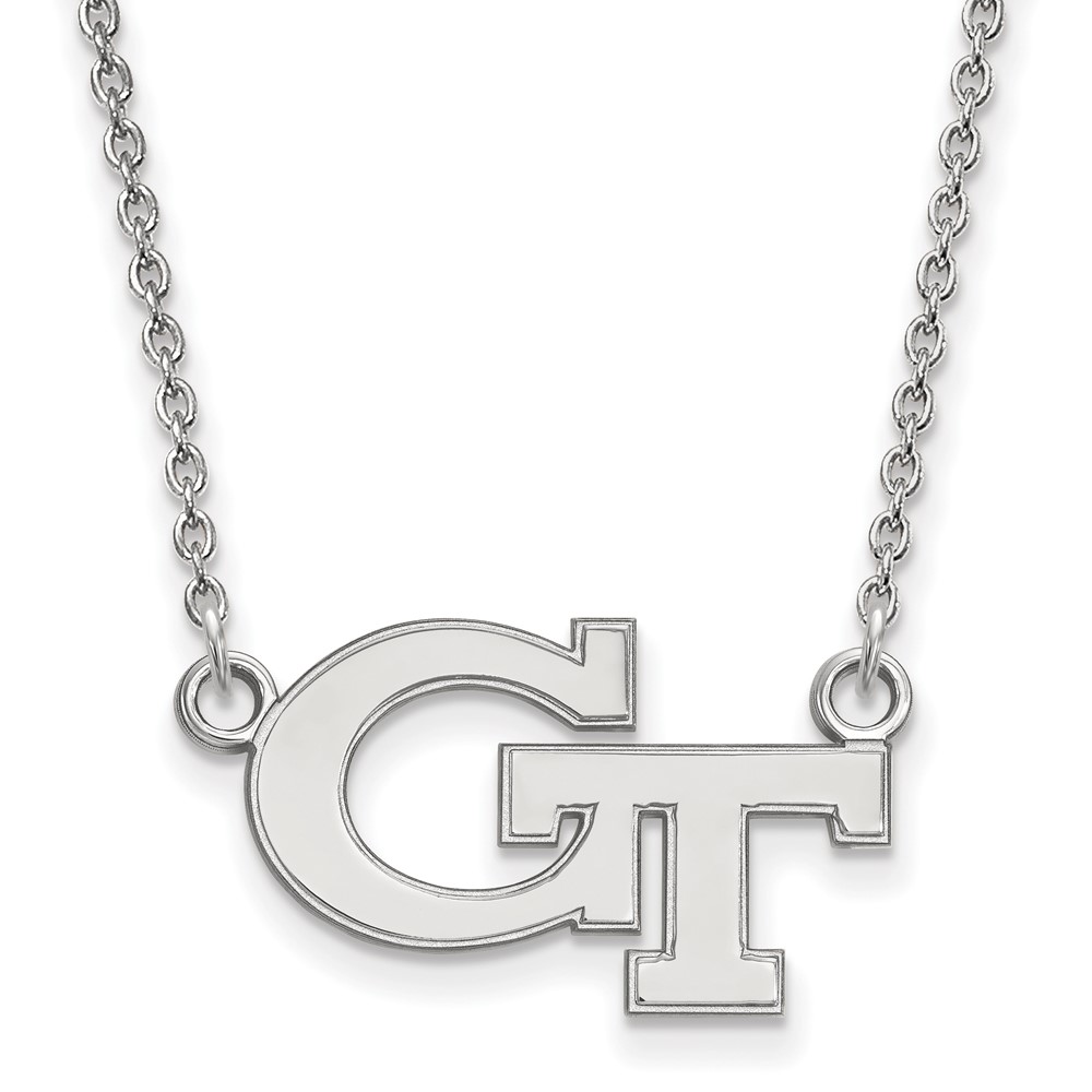 Sterling Silver Rhodium-plated LogoArt Georgia Institute of Technology G-t Small Pendant Necklace, 18"