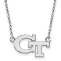 Sterling Silver Rhodium-plated LogoArt Georgia Institute of Technology G-t Small Pendant Necklace, 18" view 1