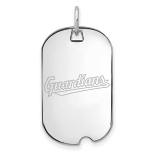 Sterling Silver Rhodium Plated Major League Baseball LogoArt Cleveland Guardians Small Dog Tag Pendant