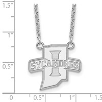 Sterling Silver Rhodium-plated LogoArt Indiana State University Sycamores Large Pendant Necklace, 18" view 3